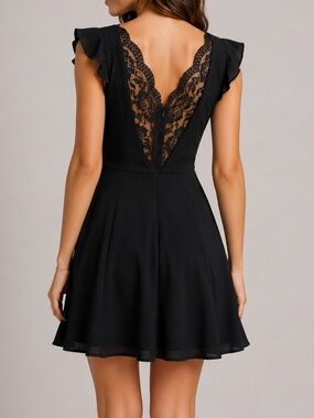 Express Black Open Lace Back Cocktail Dress Size 2